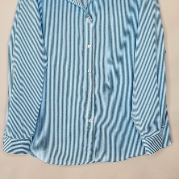 Foxcroft Wrinkle Free Striped Shirt Size 22W Button-up Long Sleeve Spring Top - Picture 4 of 10